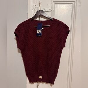 Burgundy Knit Short Sleeve Sweater